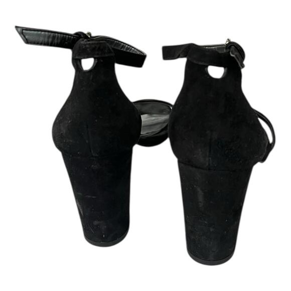 STUART WEITZMAN NEARLYNUDE ANKLE STRAP SANDAL BLACK SUEDE SIZE 7 M MINT - Picture 5 of 11